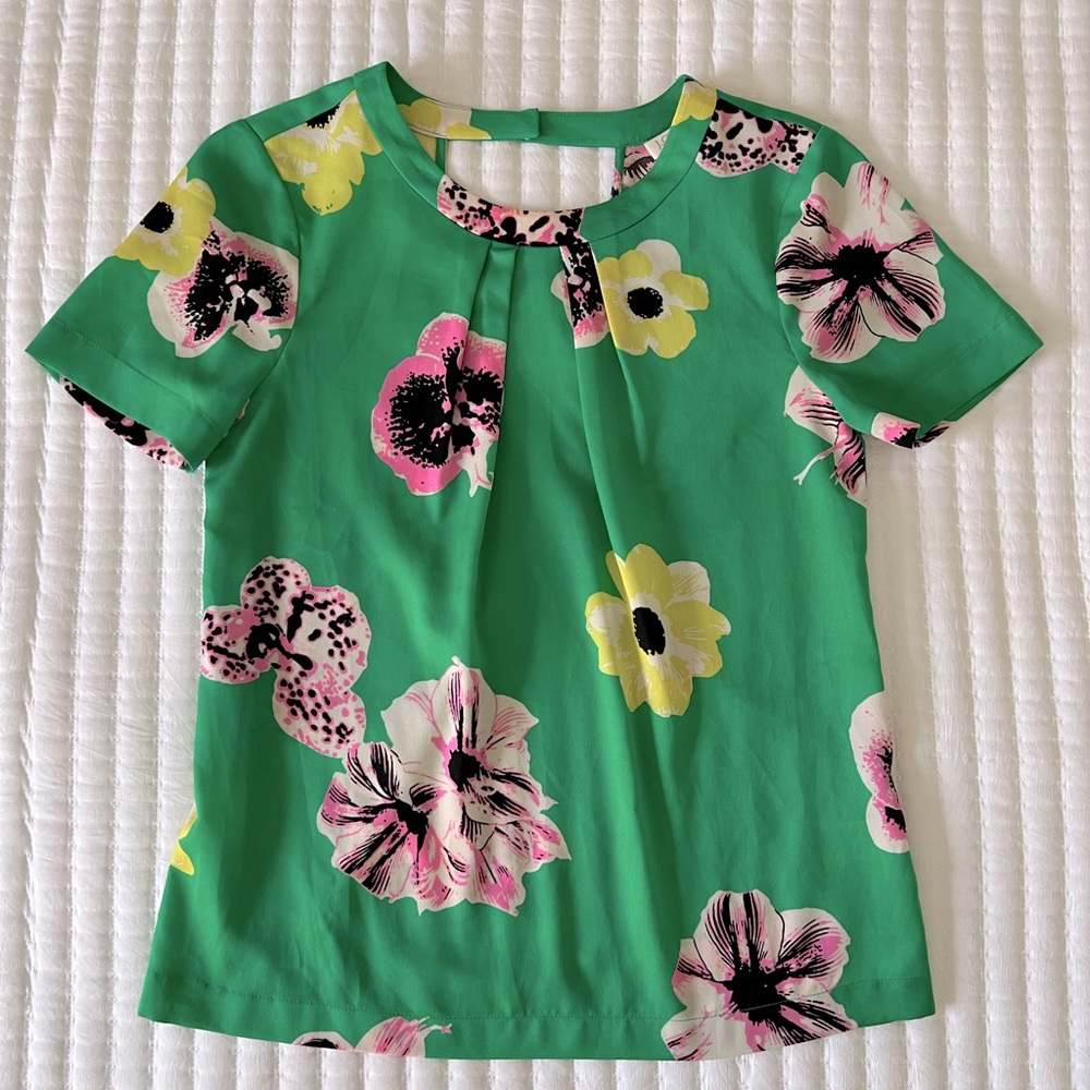 Green floral J. Crew Factory top size 00